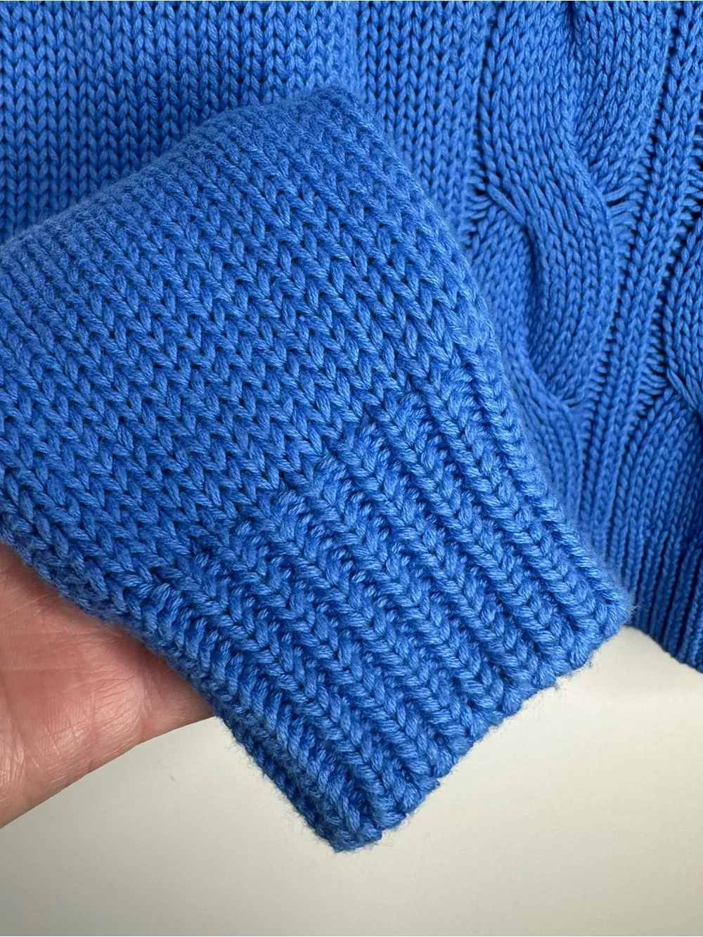 J.Crew Blue Cable Knit Crewneck Sweater 100% Cotton Size XS